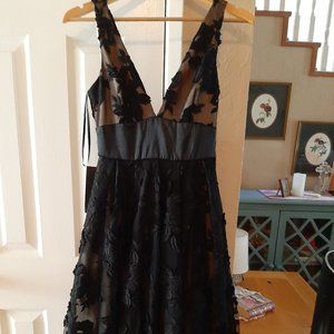 New Black and Gold Applique Formal Dress